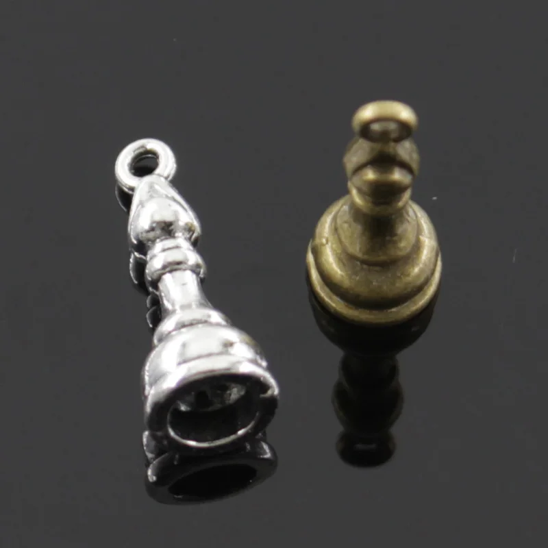 10pcs Charms Chess King Queen Rook Knight Bishop Pawn Tibetan Bronze Silver Color Pendants Antique Jewelry Making DIY Handmade