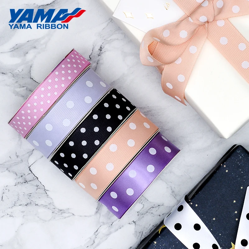 YAMA-Dot Ribbon for Crafts, Grosgrain Satin Ribbons, DIY Gifts Package, Wedding Decoration, 9, 22, 25, 38, 50, 75mm, 100Yards pe