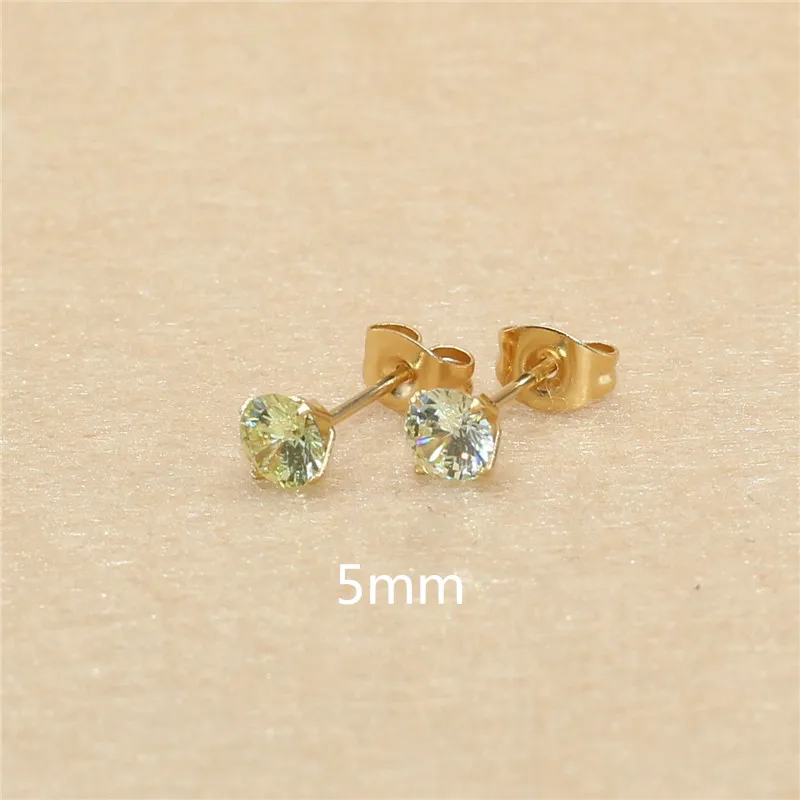 1 Paar Lemonyellow Hypoallergene Edelstahl-Ohrstecker mit AAA-Zirkonia, CZ-Knochenohrstecker-Set für Damen und Herren, 2-8 mm – Detail 7