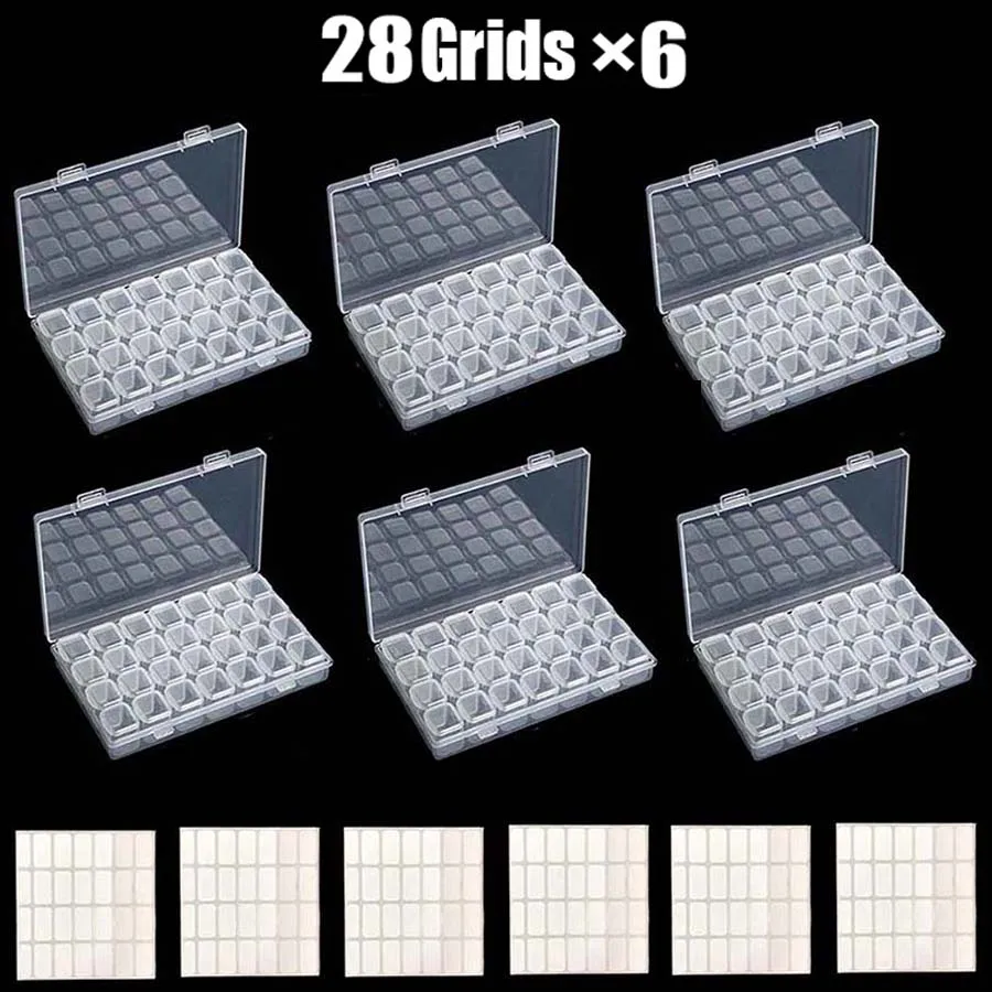 

28/56/64/168 Grid 5D Diamond Painting Accessories Storage Box Diamond Painting Drill Storage Box Transparent Organizer Container