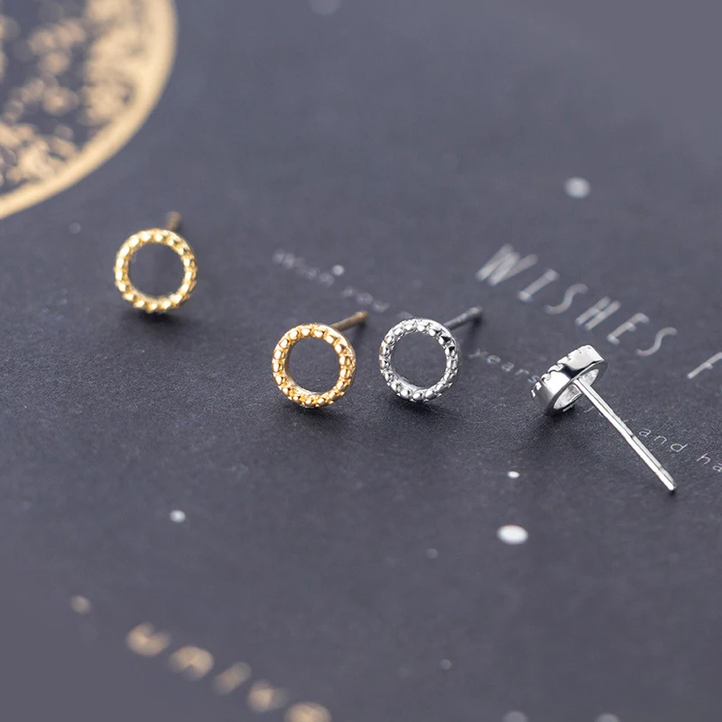 La Monada Circle Earings Studs 925 Sterling Silver Fine Jewelry Minimalist Beautiful Stud Earrings For Women Silver 925 Korean