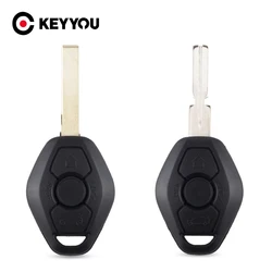 KEYYOU Uncut Car Key Shell 3 BNT For BMW E38 E39 E46 EWS System Key Remote Fob Case Replacement Car Key Case Cover Keyless Fob