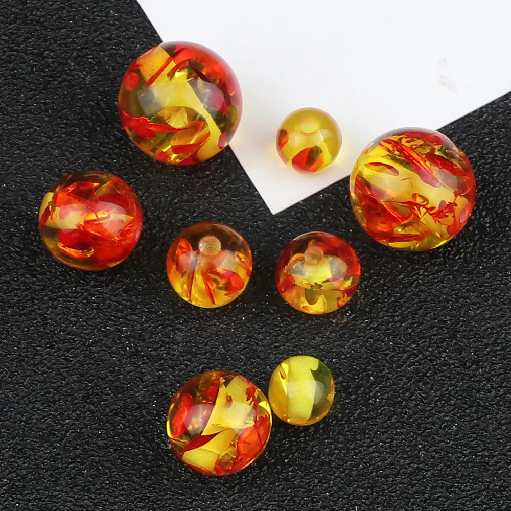 6/8/10/12mm Imitation Ambers Beads for Jewelry Making DIY Bracelet Necklace Round Loose Spacer Synthetic Stone Bead Accessories