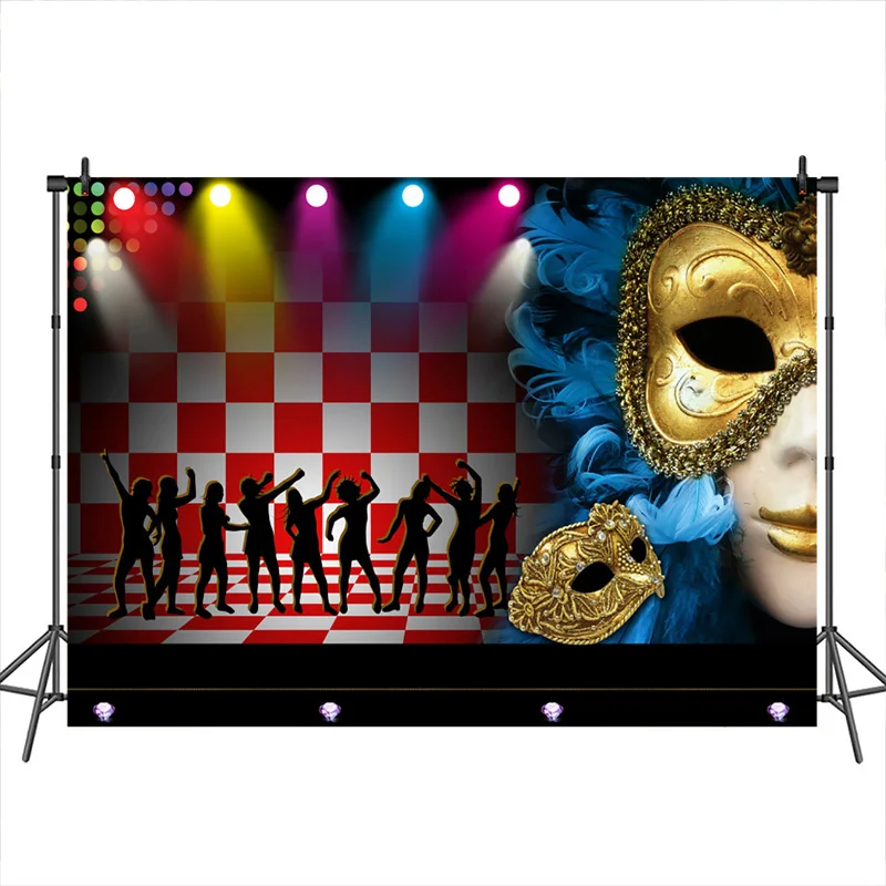 

Mocsicka Masquerade Backdrop Birthday Party Mask Marquee Banner Decoration Photography Backdrops Studio Shoots