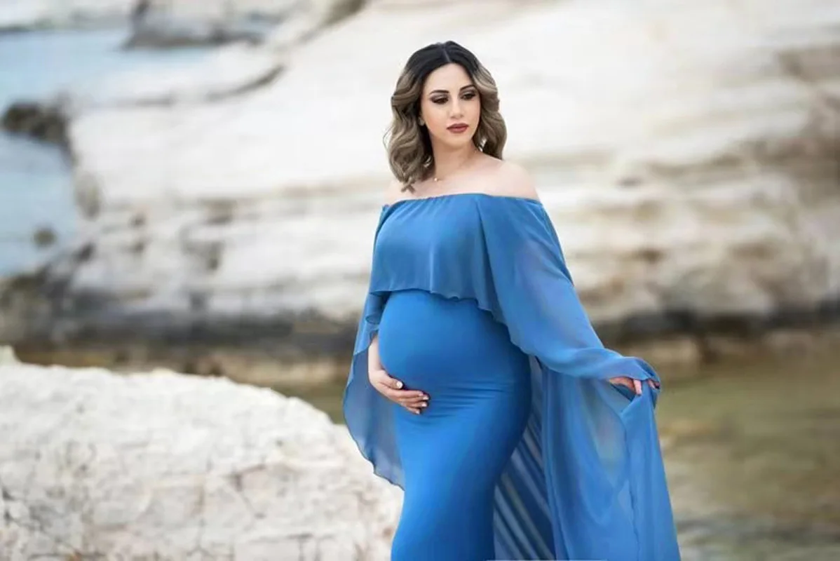 New Chiffon Maternity Pregnancy Dress Photography Props Sexy Maxi Maternity Gown Long Pregnant Dresses Photo Shooting For Women