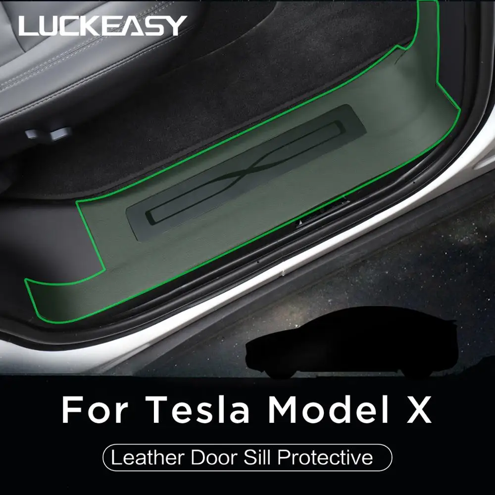 LUCKEASY For Tesla Model X 2017-2021 Hide Anti Kick Pad Protection Side Edge Film Protector Stickers