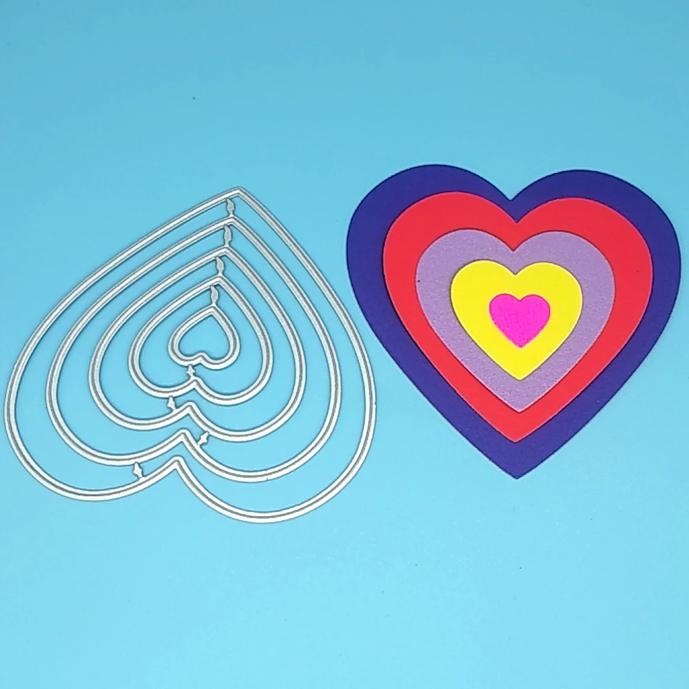 

New 5PCS Hearts of metal cutting dies DIY template, scrapbook, engraving paper cards album crafts cutting dies