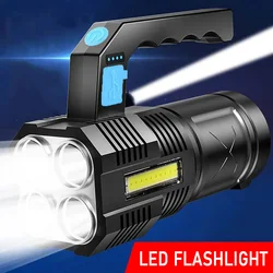 LED Flashlights Handheld Lantern Camping Portable Lamp Strong Light Long-shot USB Rechargeable Built-in Battery Outdoor Lighting