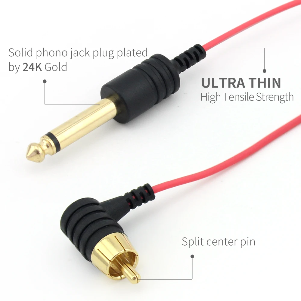 발견 장치 울트라 슬림 플렉스 문신 클립 코드 1/4 ''문신 케이블 RCA 코드 문신 전원 공급 장치