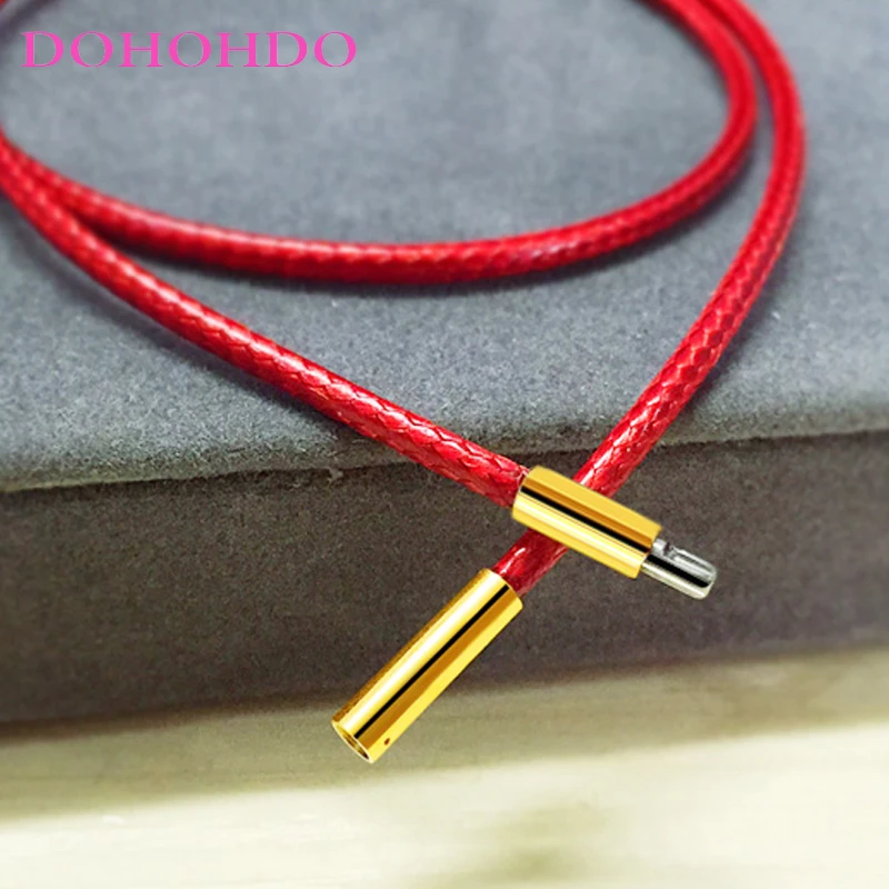 1mm 1.5mm 2mm 3mm Leather Necklace Cord Wax Rope Chain With Gold Color Stainless Steel Clasp For Men Women DIY Necklace Making