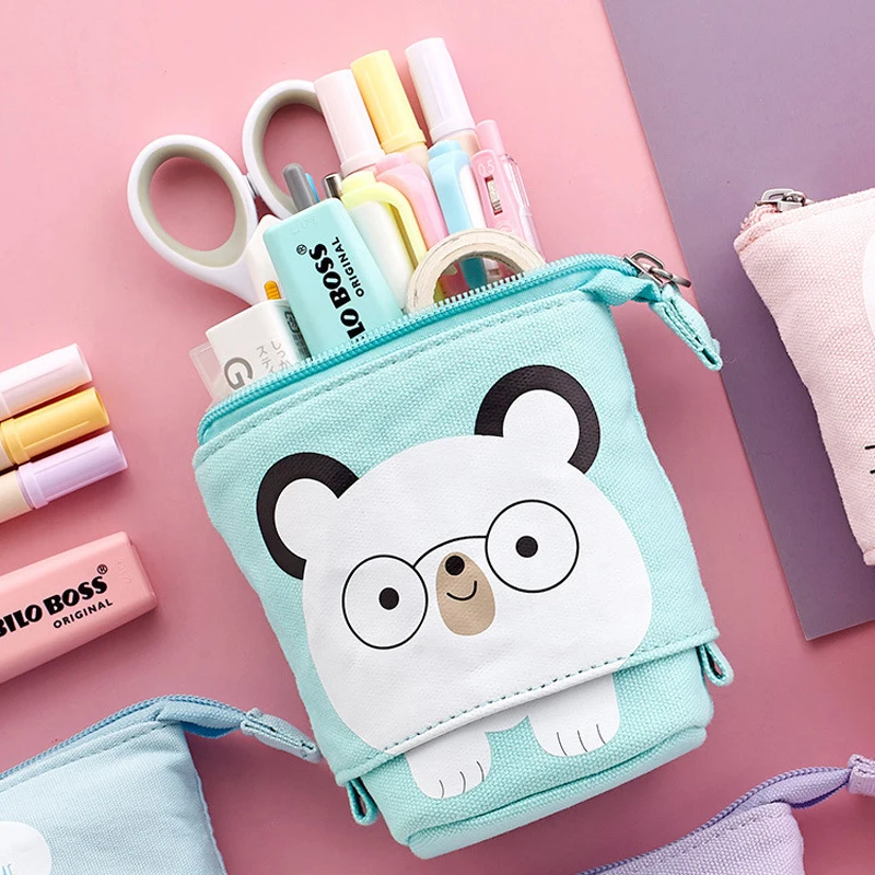 Imagem -05 - Gato Bonito Escola Lápis Case para Meninas Menino Pencilcase Lona Cartucho Caneta Bolsa Kawaii Unicórnio Canetas Caixa Titular Artigos de Papelaria Fornecimento