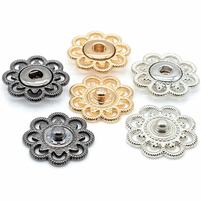 Concealed Button 10pcs 21mm/25mm plum blossom Metal Sewing Craft Clothing Buckle Buttons Coat Invisible Buckles Snap Fastener