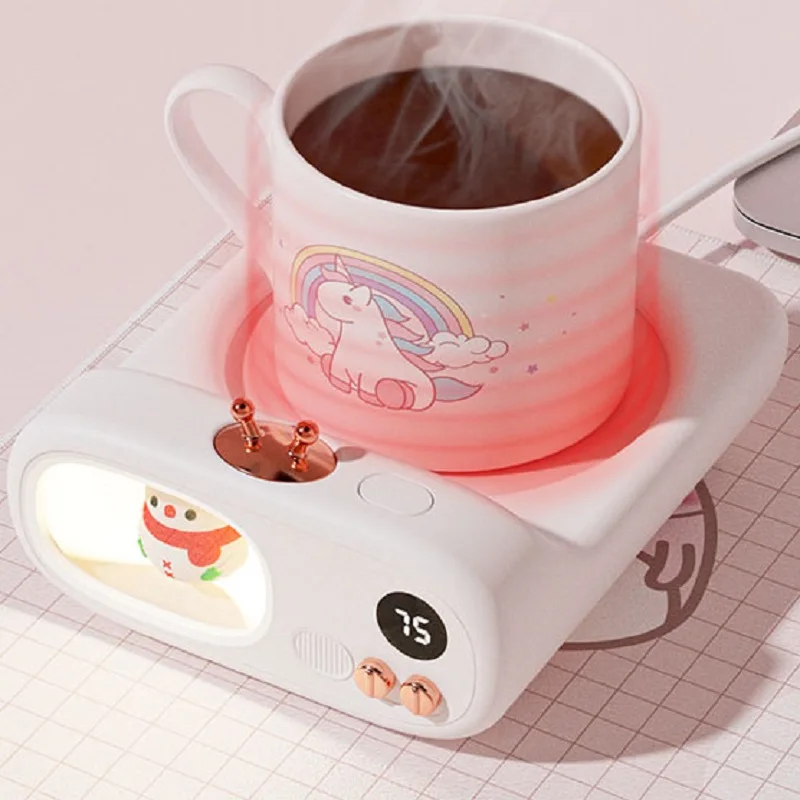 Criativo dos desenhos animados copo mais quente aquecimento esteira manter a temperat para chá café leite caneca de escritório em casa 55 graus aquecedor elétrico
