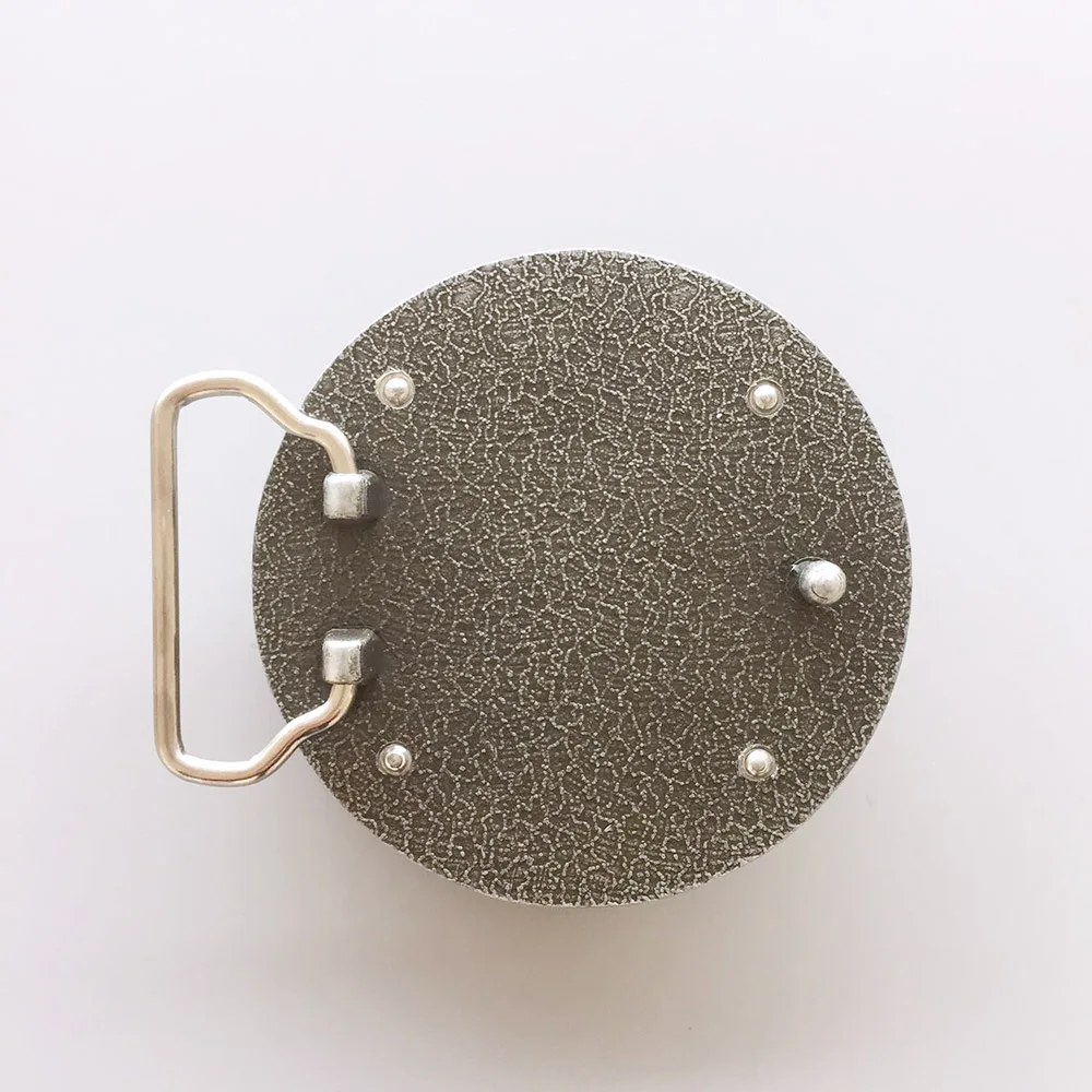 Hebilla de cinturón redonda con brújula 3D de plata antigua también disponible en EE. UU.