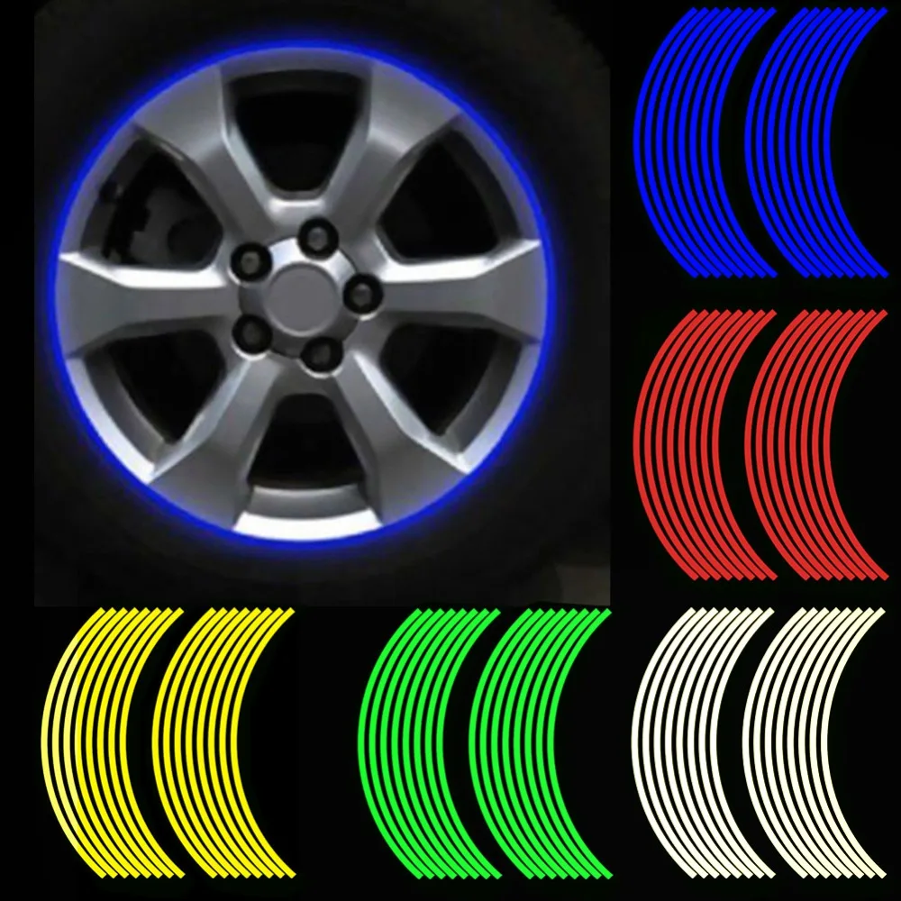 

16Pcs Motorcycle Wheel Stickers Reflective Strips 12in Waterproof Rim Stripe Tape Scooter Bike Tire Decoration for honda dio