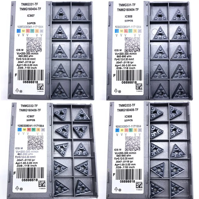 TNMG160404 TF IC907 908 TNMG160408 TF IC907 908 inserto de carburo cortador de torno herramientas de torneado externo Tokarnyy inserto de torneado