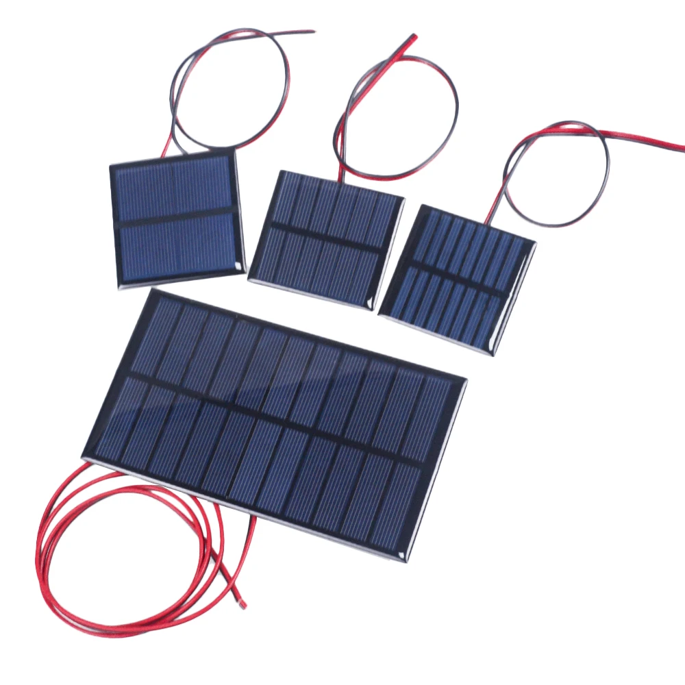 Mini Painel Solar com Fio, Sistema Solar, DIY para Carregador de Celular Bateria, 30cm, 300mA, 500mA, 0.3W, 0.65W, 1V, 1.5V, 2V, 3V, 3,5 V, 1PC