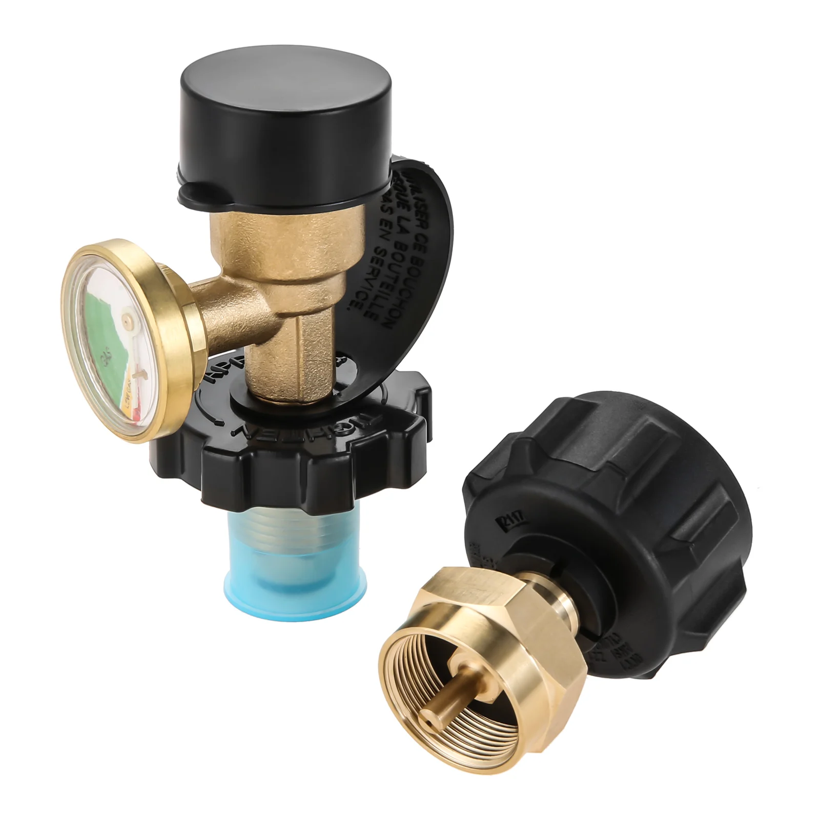 2 Pcs/set POL Propane Hose Adapter with QCC1 Regulator Valve Propane Refill Adapter for 1lb Propane Tanks