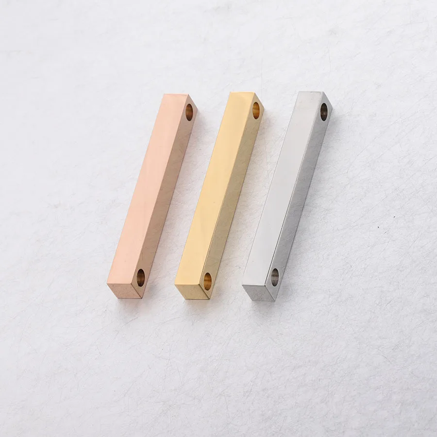 100% Stainless Steel Blank Bar Pendant 2 Hole Metal Rectangle Plate Charm Pendant Mirror Polished Wholesale 10pcs