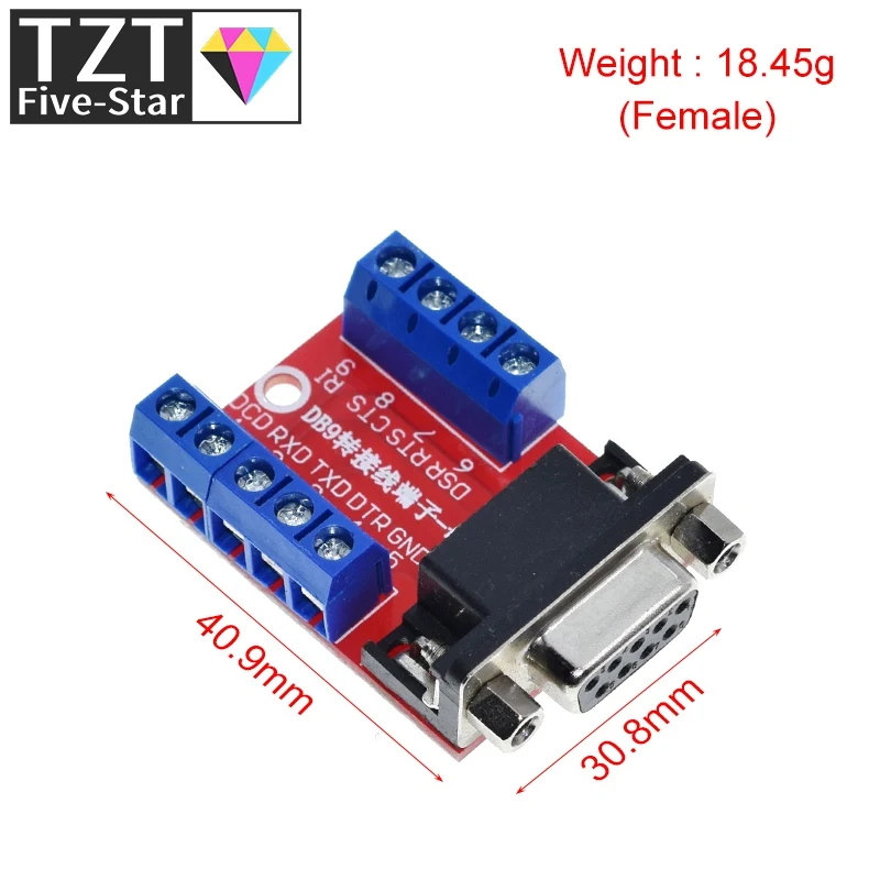 1/3 Stück DB9 Stecker-Buchse-Adapter Signalanschlussmodul RS232 Seriell-zu-Anschluss DB9-Stecker – Detail 3