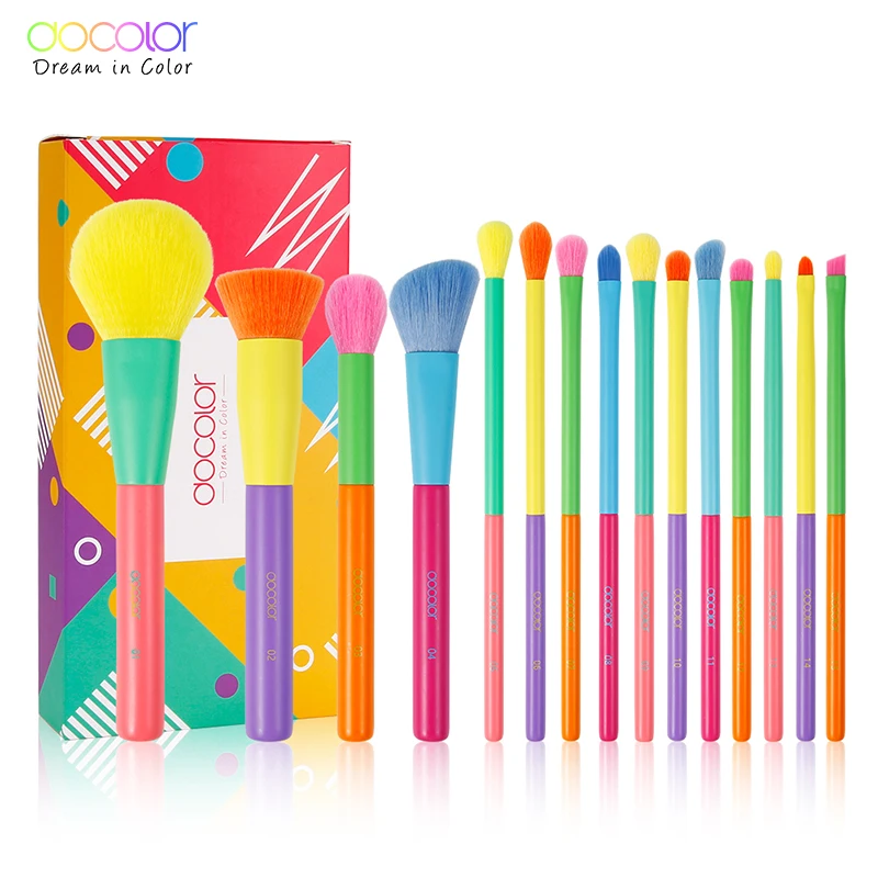 Docolor 15pcs Makeup Brushes Tool Set Cosmetic Powder Eye Shadow Foundation Blush Blending Beauty Make Up Brush Maquiagem