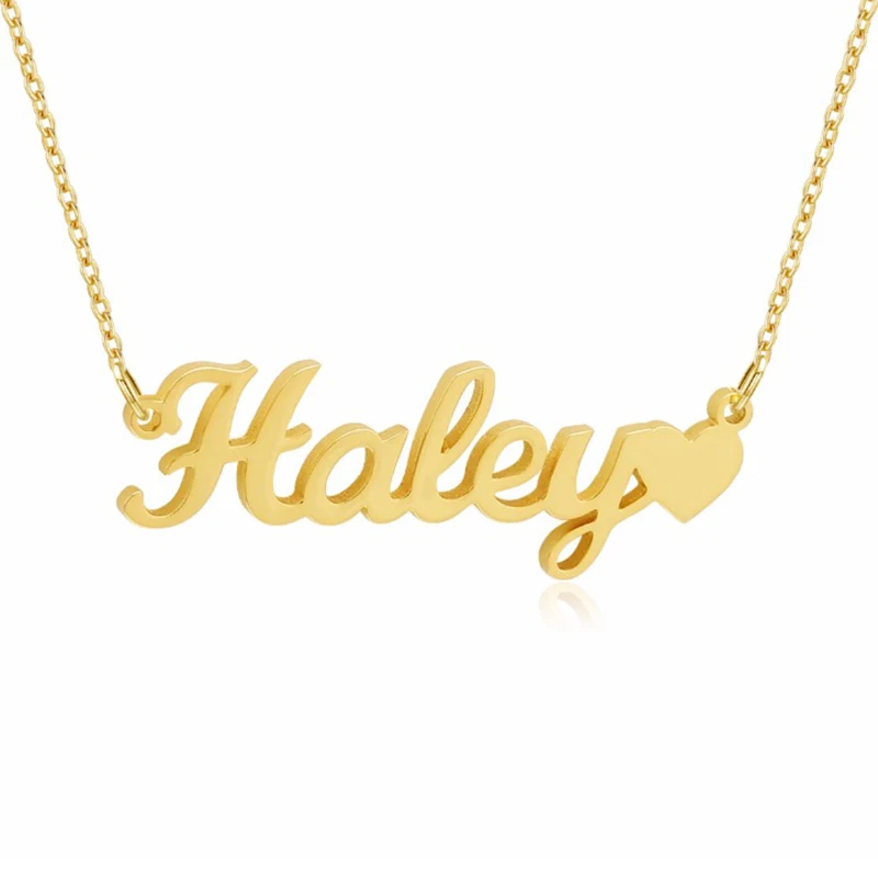 

Personalized Name Necklace Stainless Steel Custom Name Pendant Cursive Nameplate Necklace Handmade Romantic Gift