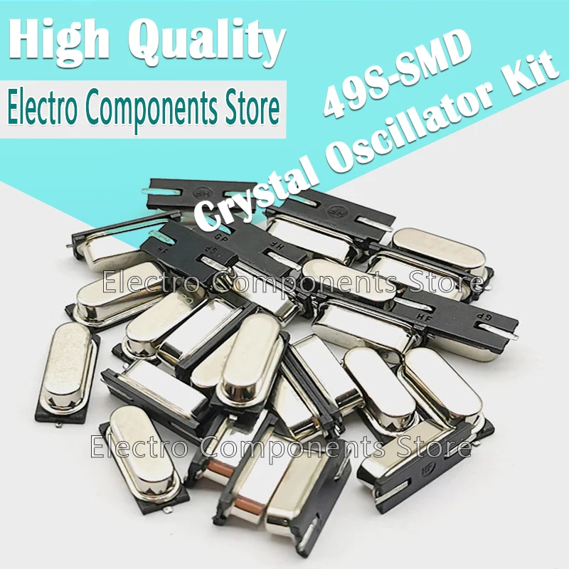 35PCS=7Values*5PCS HC-49S SMD Quartz Resonator Crystal Oscillator Kit 6Mhz 8Mhz 10Mhz 12Mhz 16Mhz 20Mhz 11.0592Mhz 2Pin DIY