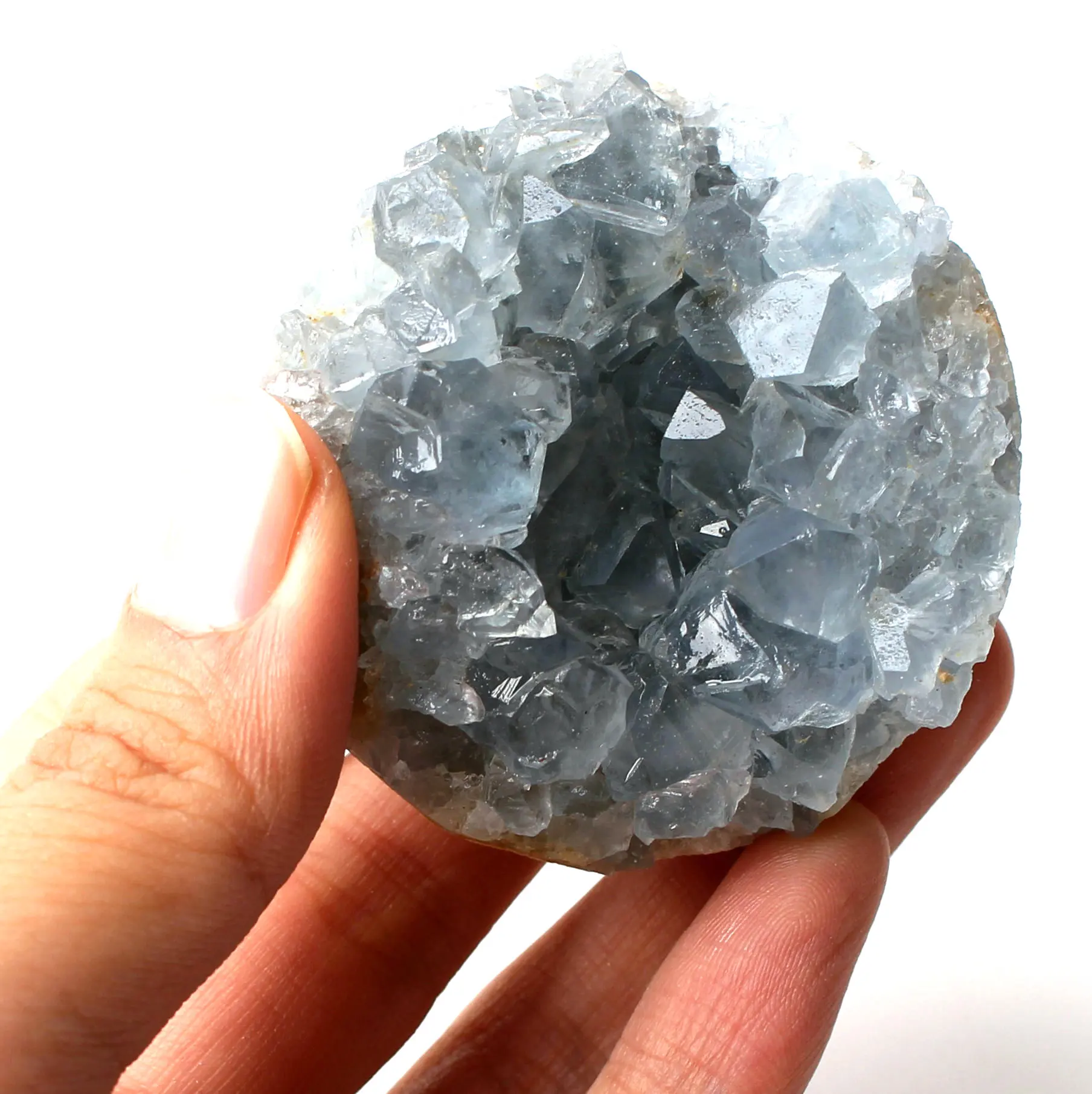 1PC Madagascar Natural Celestite Crystal Druzy Cluster Sky Blue Geode Mineral Specimen Home Decor