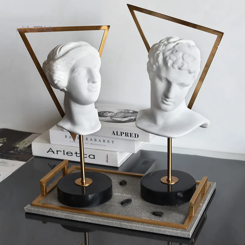 NORDIC CREATIVE ATHENA ART SCULPTURE AGRIPPA STATUE TRIANGULAR FIGURE MEN AND WOMEN RESIN CRAFTS HOME DECORATION WINDOW R4224