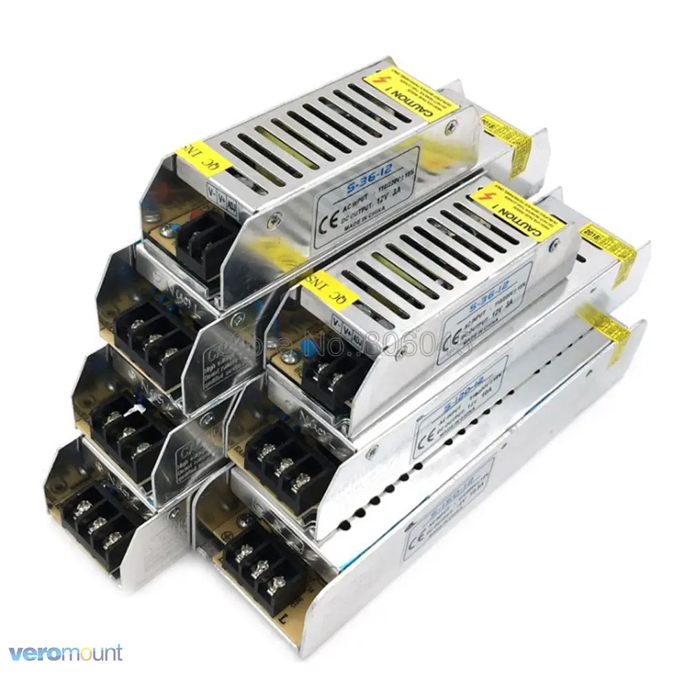Strip Size Siwtch Power Supply 12V 3A 5A 8.5A 10A 12.5A 15A 16.5A 20A 30A 33A Lighting Transformer AC220V to DC12V Converter
