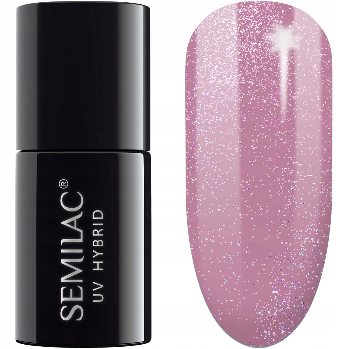 Semilac Shimmer Dust Pink 319 semi-permanent cover, UV hybrid nail polish texture Gel