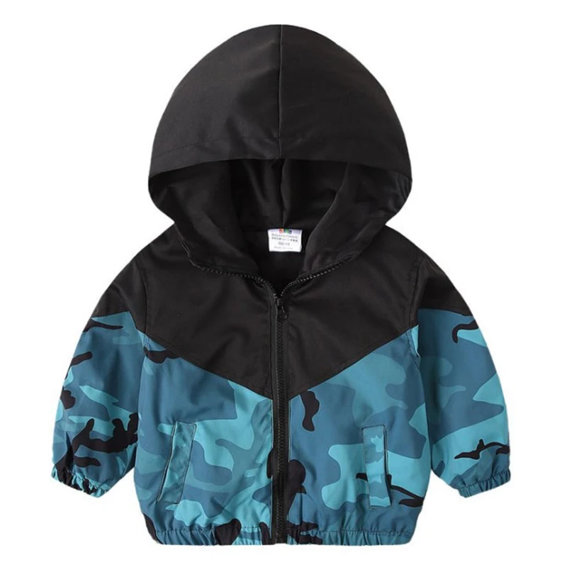 Boys Spring Autumn Coats Kids Jackets Toddler Hooded Camouflage Windbreaker Children Cardigan Outerwear Baby Clothes 2-8 Years