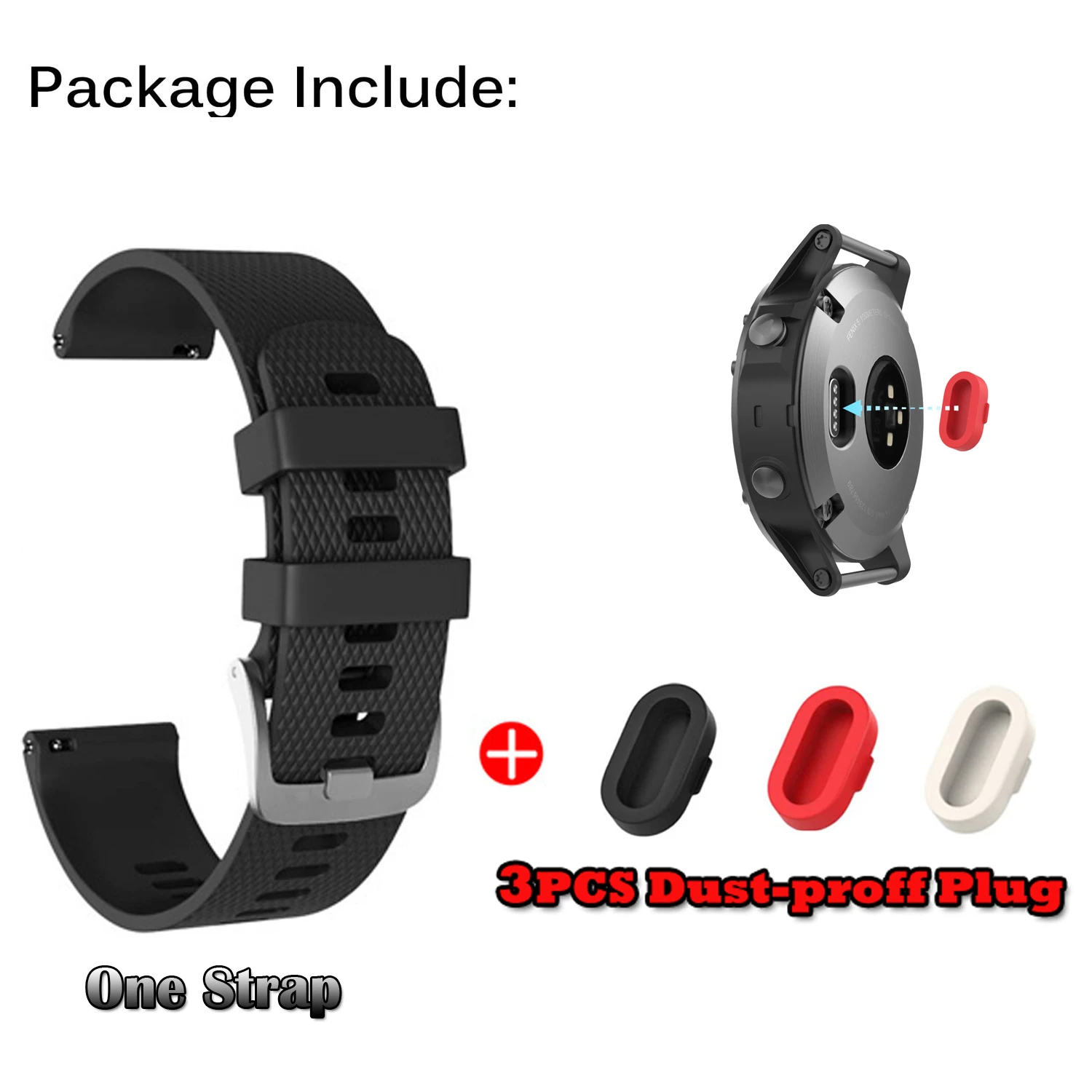 Pulseira de relógio de silicone, pulseira de relógio para garmin vivoactive 3 com tomada à prova de poeira