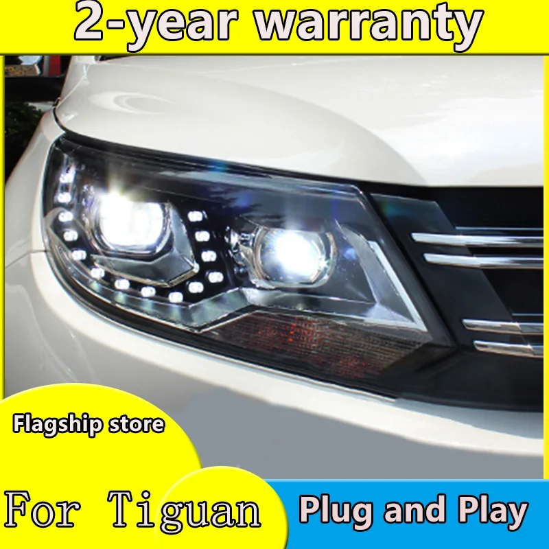 

Стайлинг автомобиля для фар VW Tiguan, новинка 2013, светодиодные фары Tiguan, светодиодные фары DRL с биксеноновыми линзами, фары дальнего ближнего света, парковка