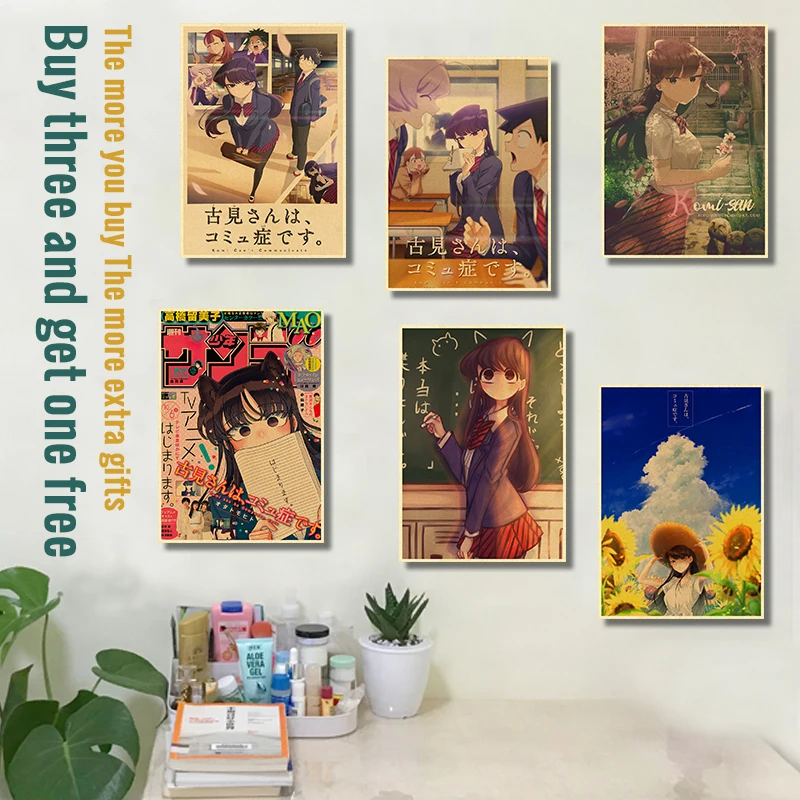 Komyushou Desu Posters Anime Komi Cant Communicate Poster Kraft Paper Vintage Home Room Art Wall Stickers