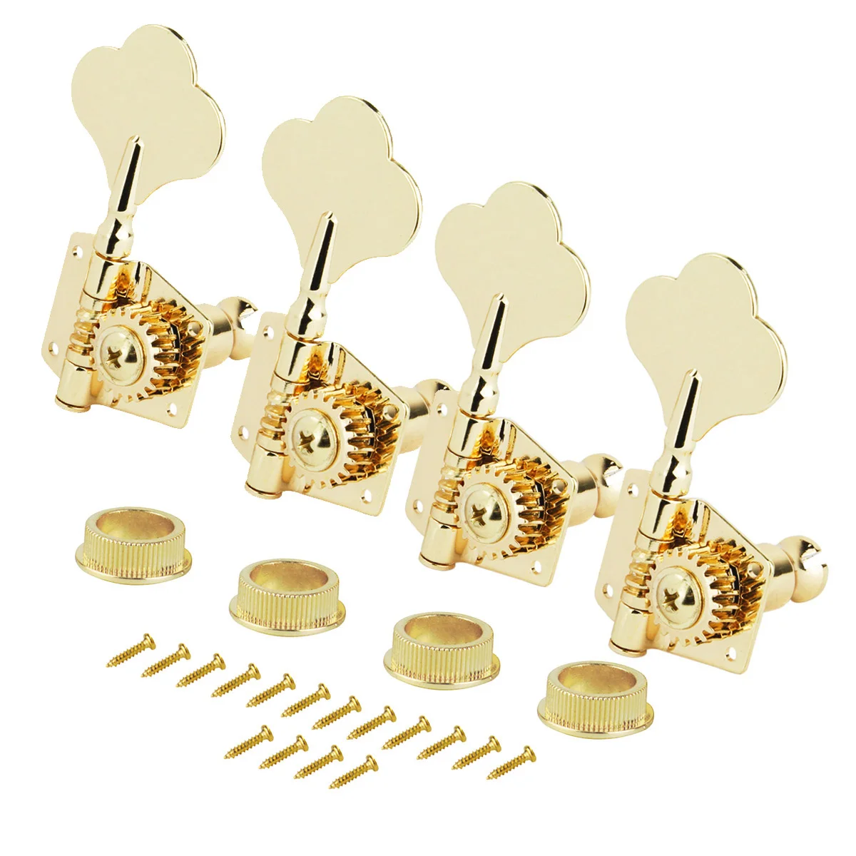 FLEOR 4PCS Electric Bass Machine Heads Tuners 4R Gold for Right Handed Bass 4-String