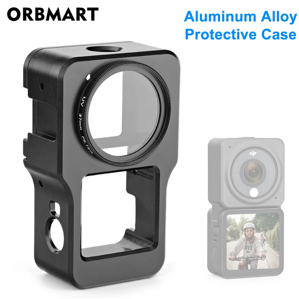 Aluminum Alloy Protective Case for DJI Action 2 Metal Case Frame Cage + UV Lens Filter for DJI Osmo Action 2 Camera Accessories