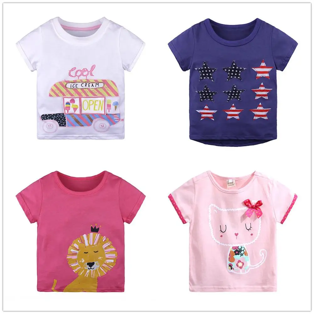 Casual Baby Girls Clothes Toddler Girl t shirts Jumper Tee Shirt Summer Princess Girl's Blouse t-shirt 100% Cotton 1 2 3 4 5 6 T