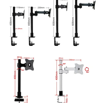 조정 가능한 틸팅 회전 암 싱글 테이블 데스크 마운트 모니터, Stand14-27 인치 LCD LED 스크린 브래킷, 6.5kg, 14Lbs