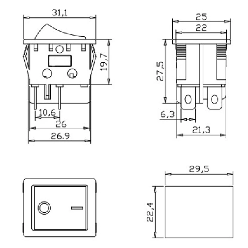KCD4 Latching Rocker Switchเรือประเภทสวิทช์ 4Pinsพร้อมแสง30Aไฟฟ้าเครื่องสวิทช์ON-OFF30x22 High Current