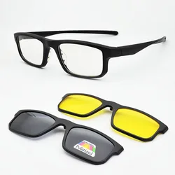 Full Frame Male Sports Style Eyeglasses Frame With Magnet Clip Ultra-light 3D Glasses Polarized Sunglasses Night Vision Goggles