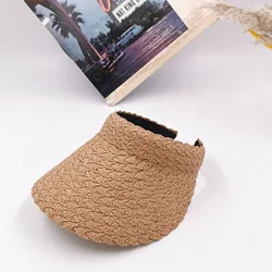 Wholesale Summer Woman Empty Top Straw Sunshade Casual Outing Fashion Leisure Beach Holiday Visor Cap Twist Braid Sun Hats