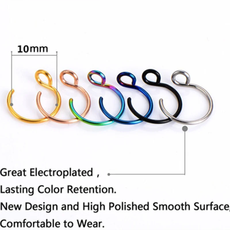 1Pcs Stainless Steel Fake Nose Ring Cheater Lip clip Hoop Piercing Labret Non Piercing Nose Jewelry Industrial Body Jewelry