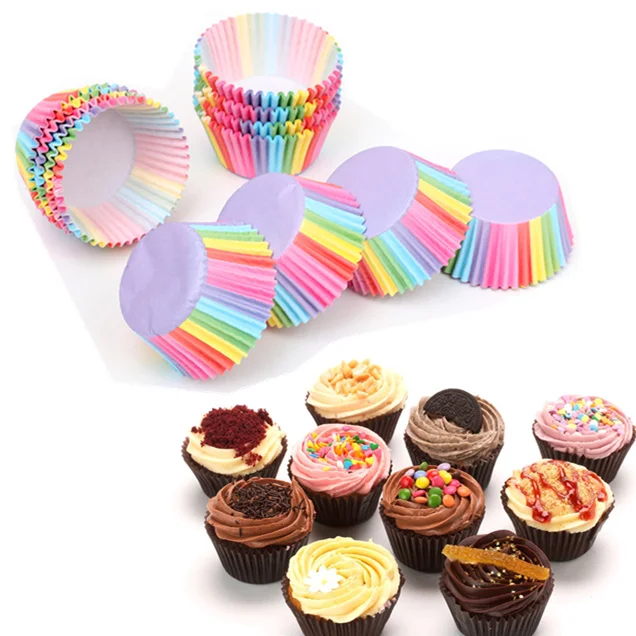 

hot 1000pcs Colorful Paper Box Cake Cupcake Liner Baking Muffin Case Cup Wedding Birthday Decoration Tableware Party Supplies