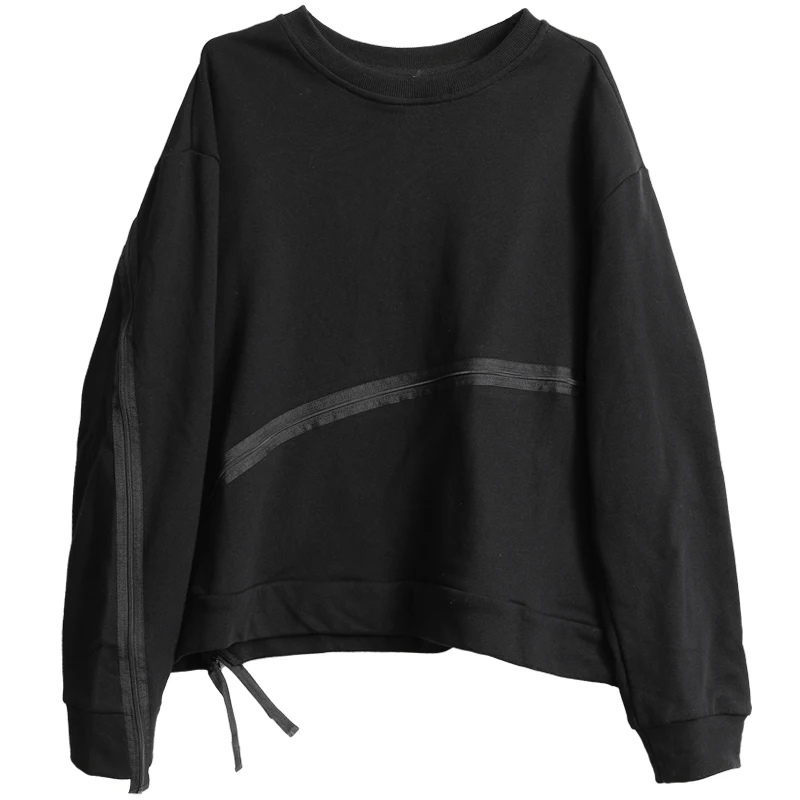 Men's new sweaters Japanese dark irregular zipper design youth fashion loose leisure large size sweaters