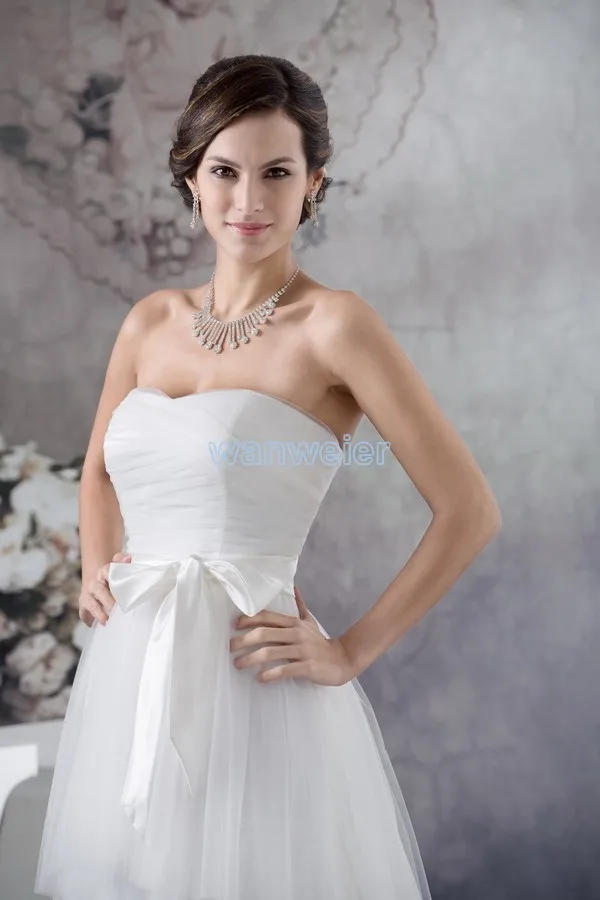 free shipping 2014 hilti new design custom size bridal gown handmade bow sweetheart plus size white chiffon Bridesmaid Dresses