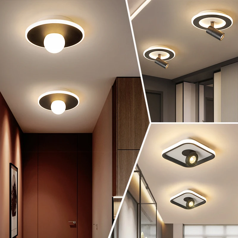 

Modern Led Ceiling Light Creative Simple Black/White Lamp For Corridor Cloakroom Balcony Porch Small Living Room Bedroom Lamp