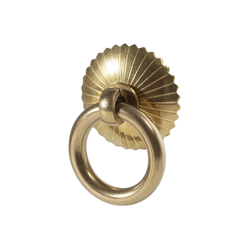 Solid Brass Ring Hanlde Decorative Knobs Vintage Antique Furniture Pull for Cabinet Closet Wardrobe Cupboard Drawer Wooden Doors