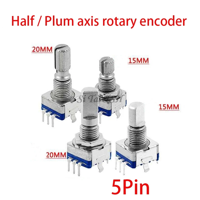 10PCS Half / Plum Axis Rotary encoder, Handle Length 15mm / 20mm Code switch/ EC11 / Digital Potentiometer With Switch 5Pin DIY