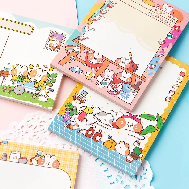 50sheets Korean Cartoon Selling Cute Bunny Cute Memo Pad Small Notebook Student Hand Account Can Tear Memo Message Notebook